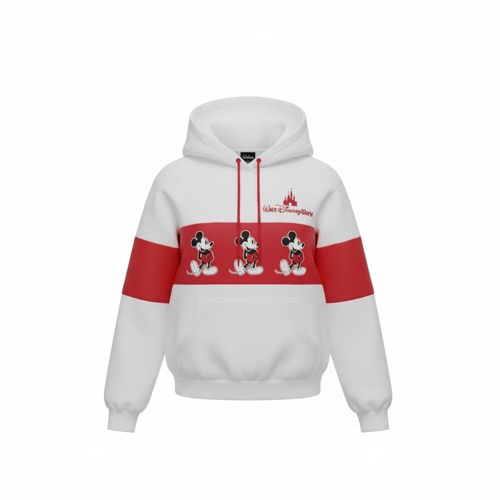 Disney White and Red Mickey Crewneck Hoodie